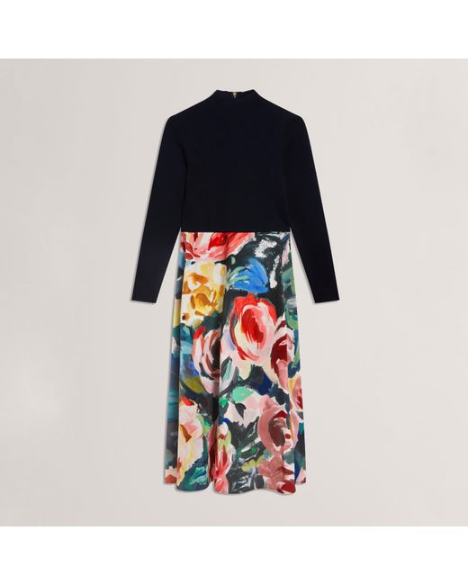Ted Baker Blue Print Midi Tea Dress