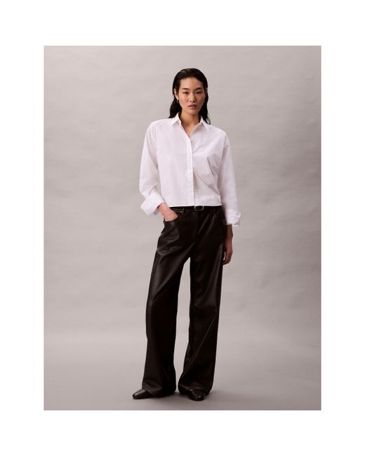 Calvin Klein Black Tailored Leather Trousers