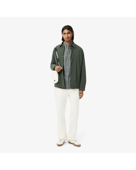 Lacoste Green Regular-Fit Plaid Poplin Shirt for men