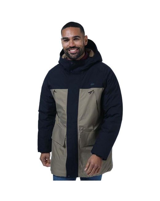 Lacoste Blue Long Hood Water-repellent Quilted Parka for men