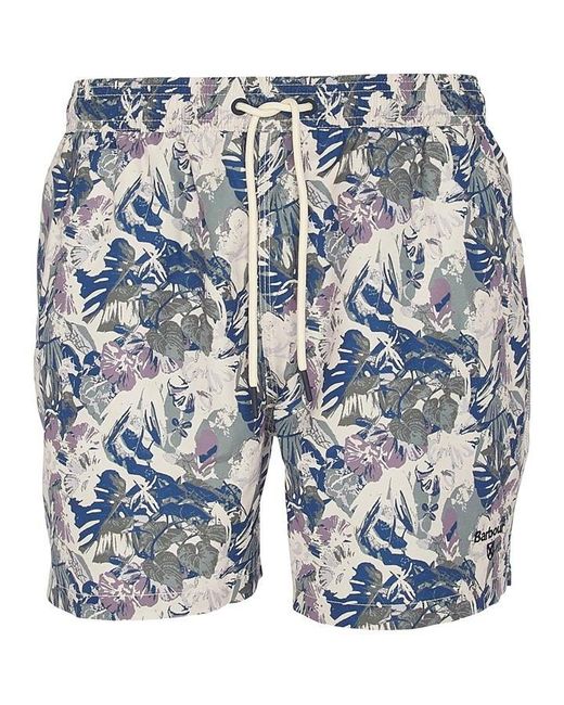 Barbour Blue Hindle Palm-leaf Swim Shorts for men
