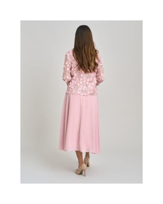 Gina Bacconi Pink Patty Lace Jacket And Chiffon Midi Dress