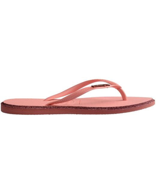 Havaianas Red Slim Point Glitter Flip Flops