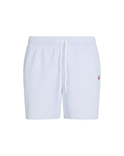 Tommy Hilfiger Blue Ithaca Stripe Medium Length Drawstring Swim Shorts for men