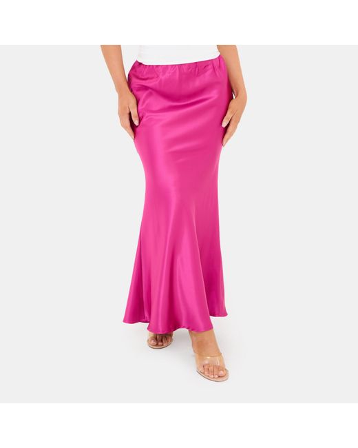 I Saw It First Pink Satin Bias Cut Maxi Skirt