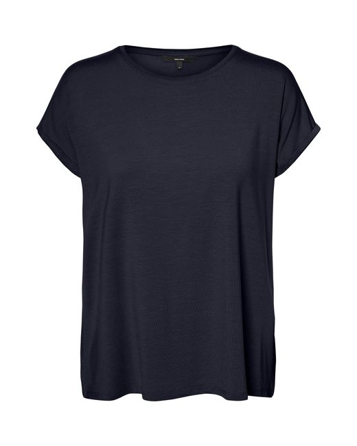 Vero Moda Blue Ava Plain Short Sleeve T-Shirt