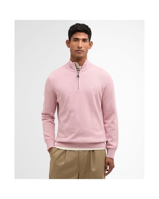 Barbour Pink Half-Zip Jumper for men