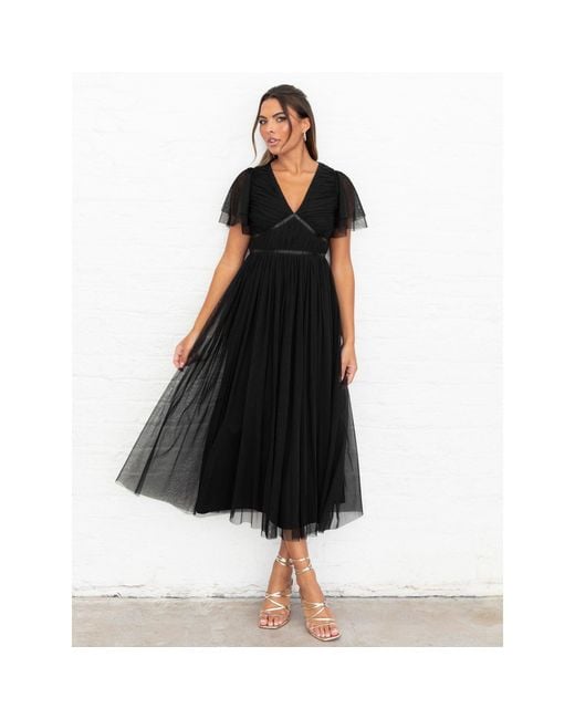 Anaya with love Black Recycled Ribbon Detail Midi Dress
