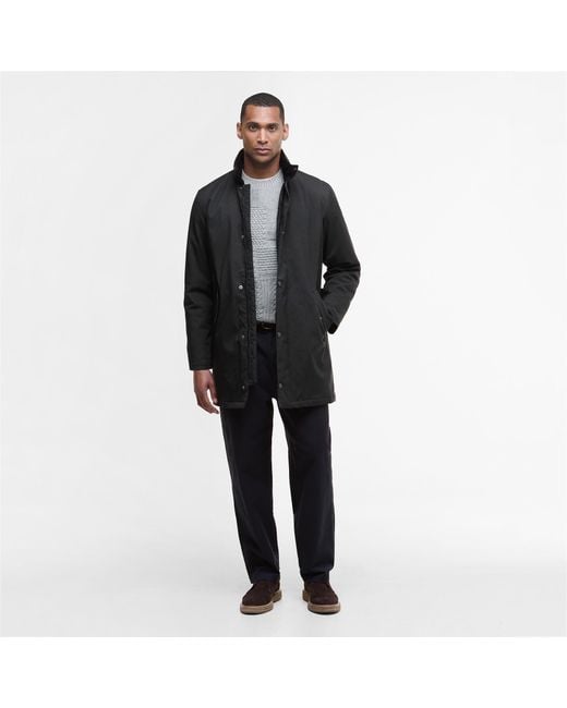 Barbour Black Winter Powell Waterproof Long Sleeve Long Puffer Jacket for men