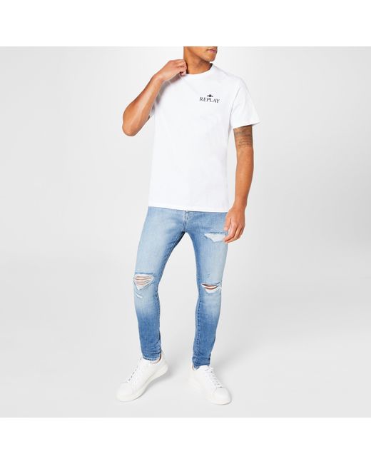 Replay White Small Logo T-Shirt for men