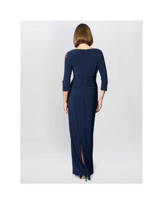 Gina Bacconi Blue Clara Maxi Dress With Embroidered Sleeve