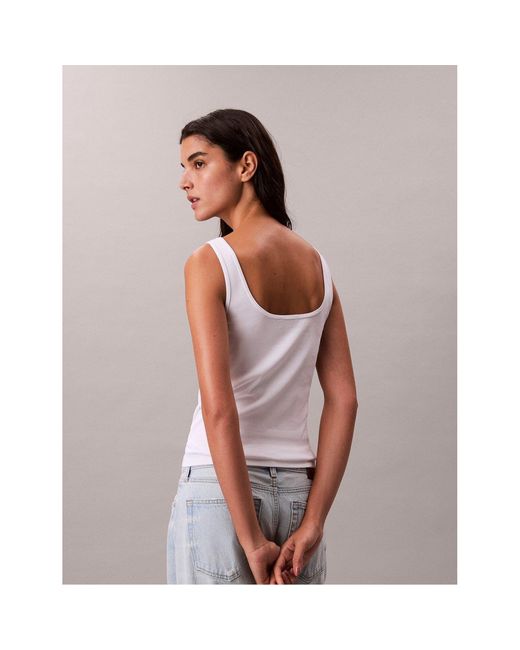Calvin Klein White Ckj Mono Scoop Vest