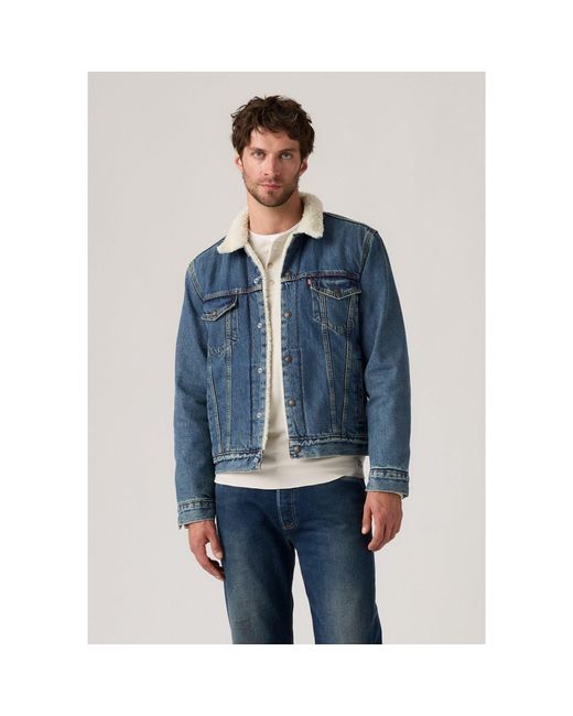 Levi's Blue Type 3 Sherpa Cotton Mix Long Sleeve Denim Jacket for men