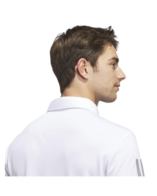 Adidas White 3 Stripe Polo Shirt for men