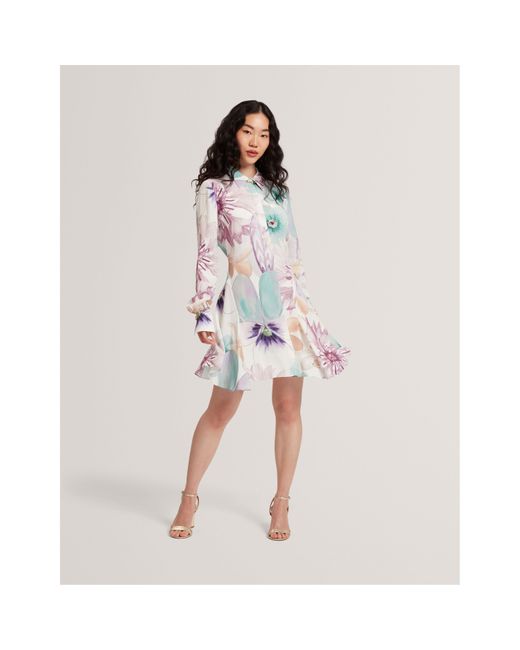 Ted Baker White Mini Shirt Dress