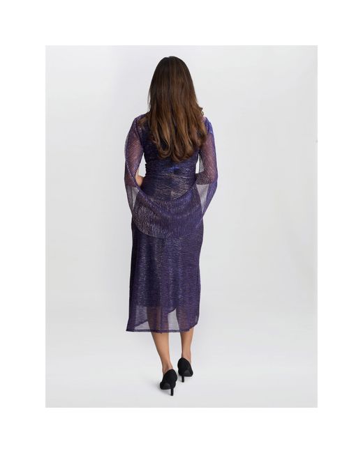 Gina Bacconi Purple Ciara Metallic Knit Dress