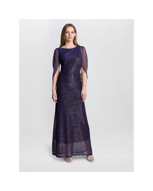 Gina Bacconi Blue Joanna Metallic Knit Maxi Dress