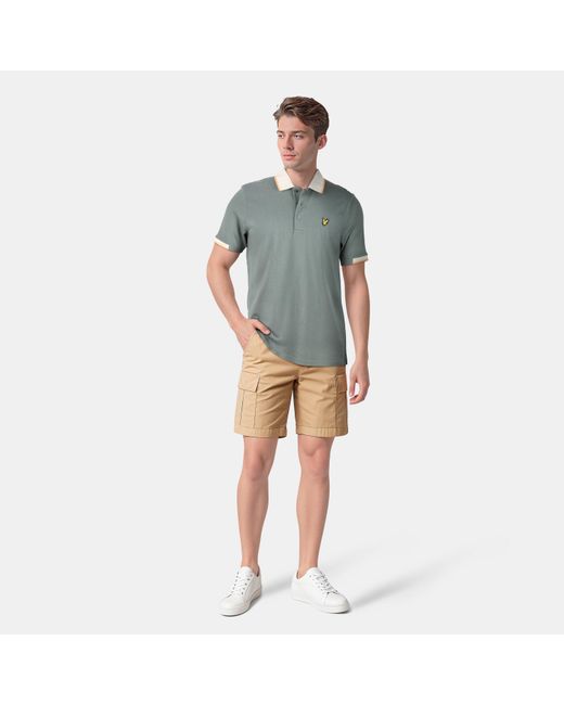 Lyle & Scott Green Retro Half Tipped Short-Sleeve Polo Shirt for men