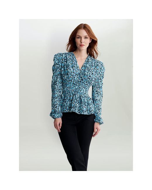 Gina Bacconi Blue Pnina Blouse With Rouched Waistband