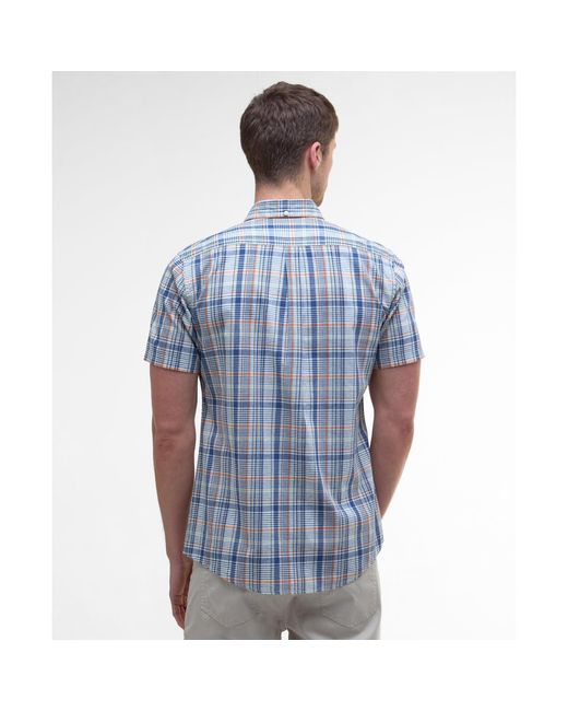 Barbour Blue Elton Short-Sleeve Patterned Shirt for men