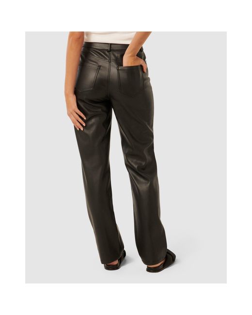 Forever New Black Una Vegan Leather Straight Leg Pants