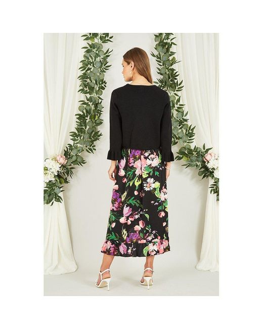 Yumi' Black Cropped Cardigan With Bell Sleeves
