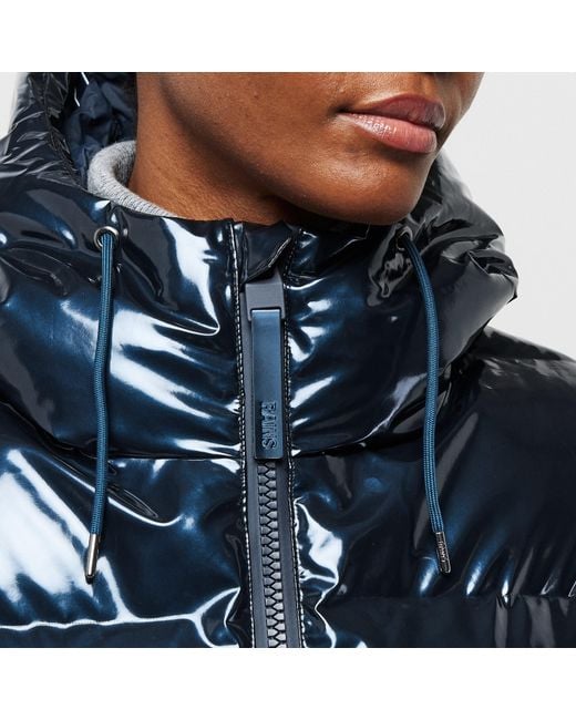 Rains Blue Alta Water-Resistant Quilted Short Puffer Jacket