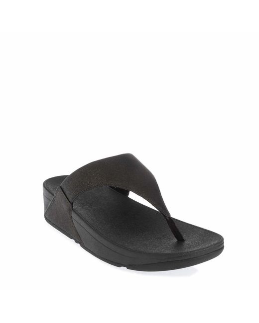 Fitflop Black Fit Flop Lulu Shimmer Toe-Post Sandals