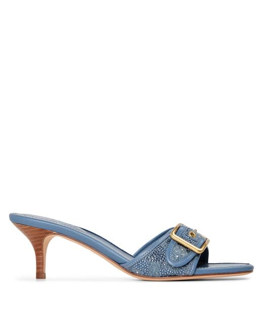 COACH Blue Margot Kitten Heeled Mules