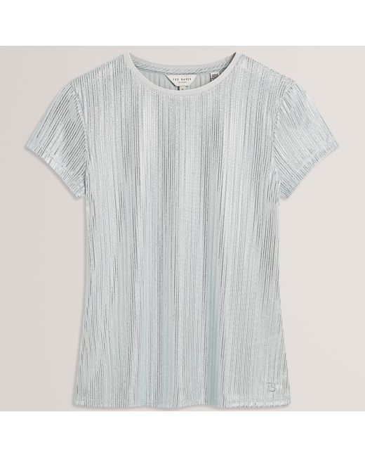 Ted Baker Gray Metallic Ss Tee