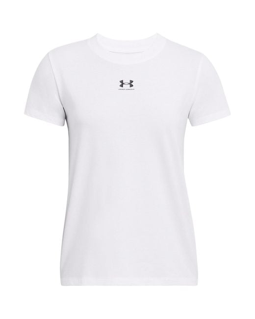Under Armour White Rival Core Short Sleeve Luxe