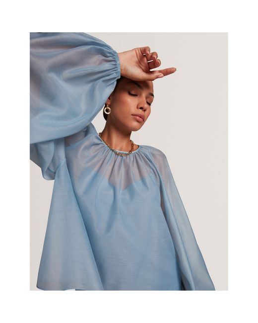 Ted Baker Blue Puff Sleeve Long Blouse