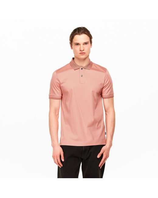 Boss Pink Short Sleeve Polo Shirt for men