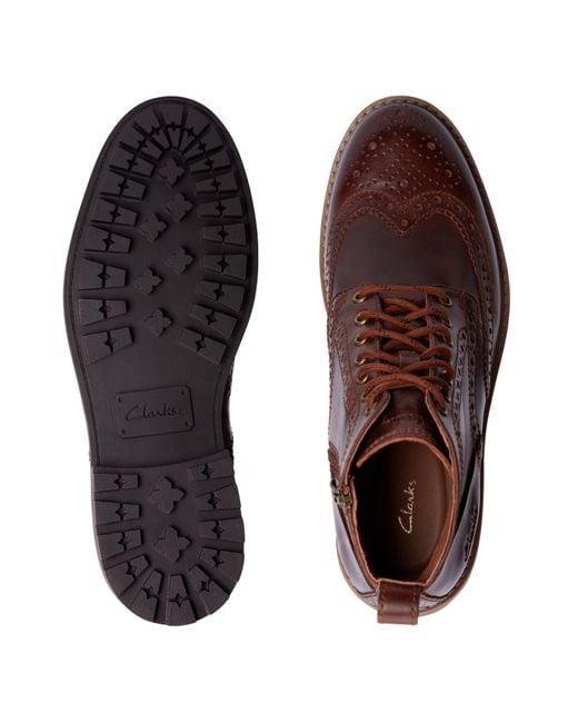 Clarks Brown Westcombe Brogue Boots for men