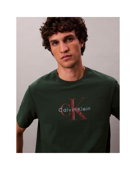 Calvin Klein Green Monogram T-Shirt for men