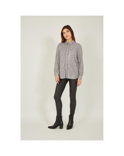 Yumi' Gray Sequin Shirt