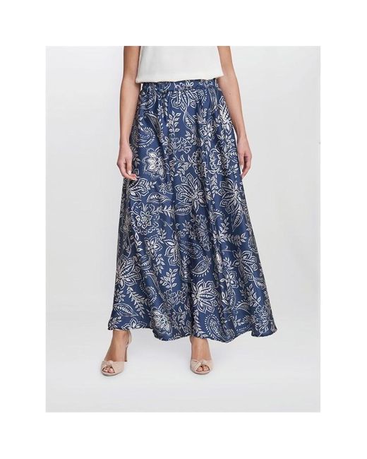 Gina Bacconi Blue Dakota Satin Elastic Waist Skirt