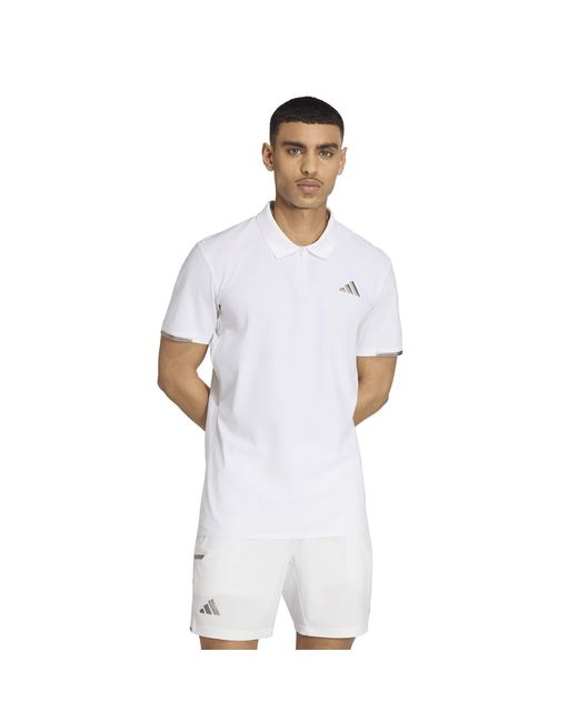 Adidas White Wim Short-Sleeve Polo Shirt for men
