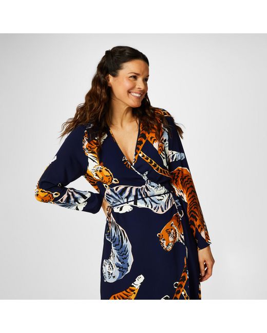 Biba Blue Kimono Wrap Dress