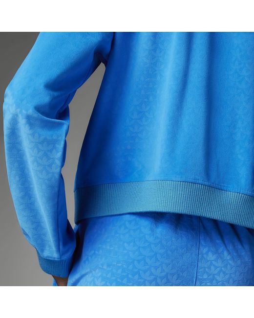 Adidas Originals Blue Adidas Adicolour 70S Velour Zip Hoodie