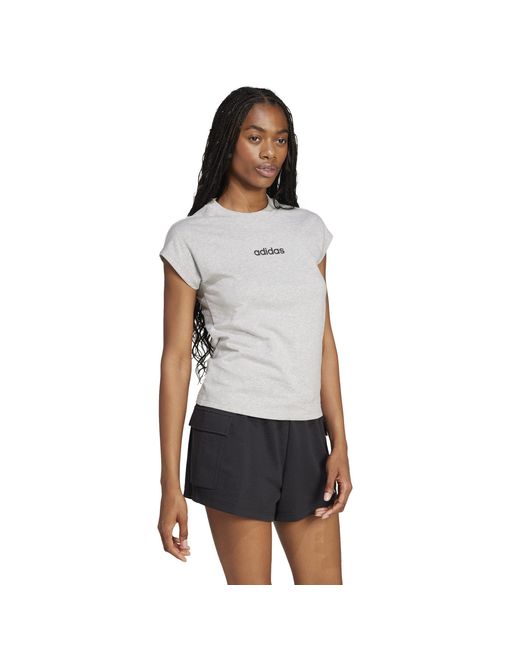Adidas Gray Essentials Linear Cotton T-Shirt