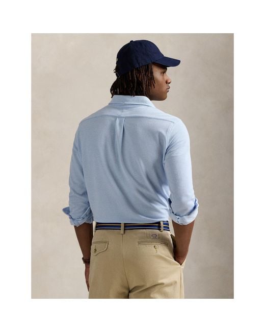 Polo Ralph Lauren Blue Embroidered Logo Chest Pocket Long Sleeve Shirt for men