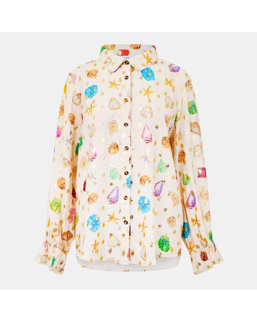 Never Fully Dressed White Shell Geanie Shell Pattern Long Sleeve Shirt