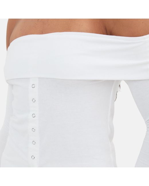 I Saw It First White Popper Front Bardot Top