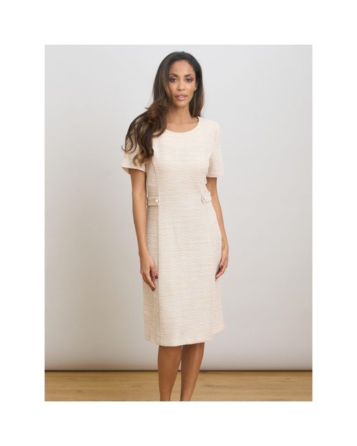 Gina Bacconi Natural Nara Boucle A Line Dress