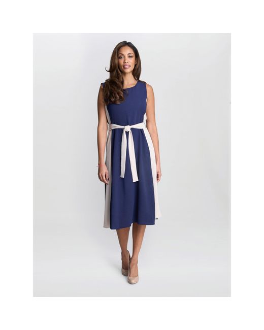 Gina Bacconi Blue Kendall Two Tone A-Line Dress