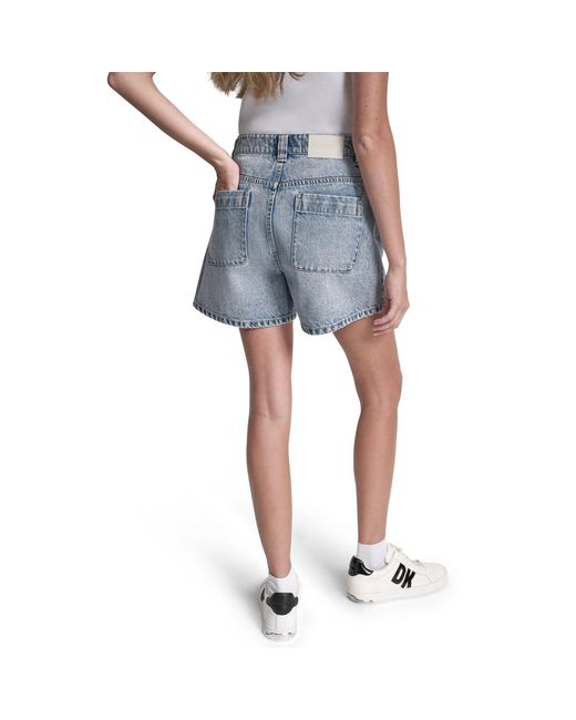 DKNY Blue Jeans High Rise A-Line Patch Pocket Short