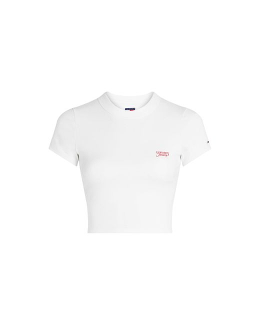 Tommy Hilfiger White Slim Script Crop Top