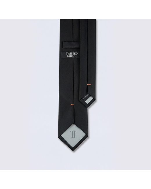Twisted Tailor Black Ellroy Plain Tie for men