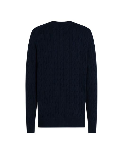 Tommy Hilfiger Blue Classic Cotton Cable Crew Neck for men